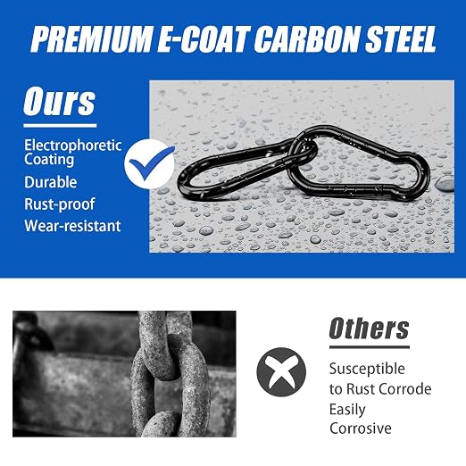 Small Carabiner Clip Hook, 1.97 inch 10 pcs Black Heavy Duty Spring Snap Hook - Image 2