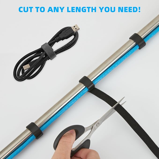 125 ft x 1/2 inch Hook and Loop Roll, Reusable Fastening Cable Ties, Office and - Image 3