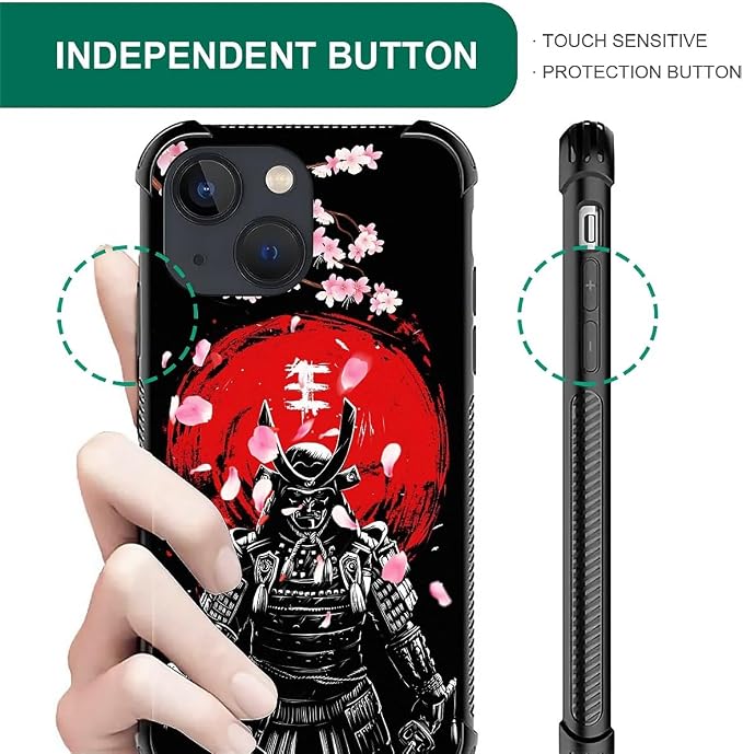 for iPhone 14 Case, Sakura Japanese Samurai Pattern Graphic Design Girl Boy - Image 4