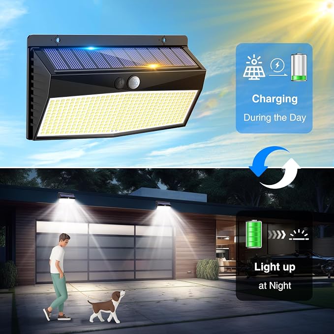 6 Pack 368 LED Solar Motion Sensor Lights Outdoor, Solar Fence Lights - Image 4