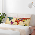 World Map Body Pillow Pillowcase, Retro World Map Colorful Body Pillow Cushion by Unknown