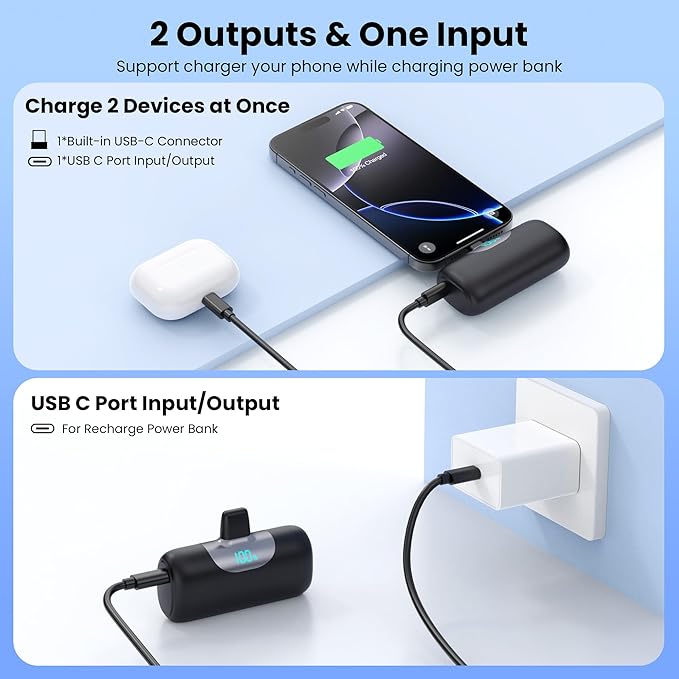 Mini Portable Charger for iPhone 17/16/15 Series, Upgraded 5500mAh PD Fast - Image 5