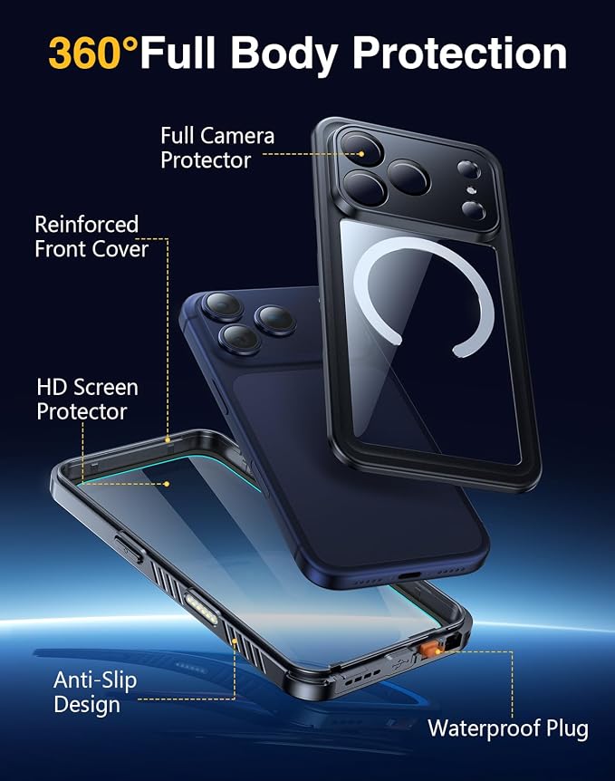 Lanhiem Magnetic for iPhone 17 Pro Max Case Waterproof, Built in Screen - Image 5