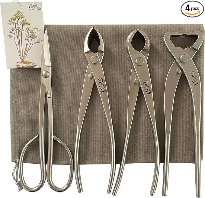 4-Piece Bonsai Tool Set,Concave Cutter,Knob Cutter,Trunk Splitter,Bonsai Scissors