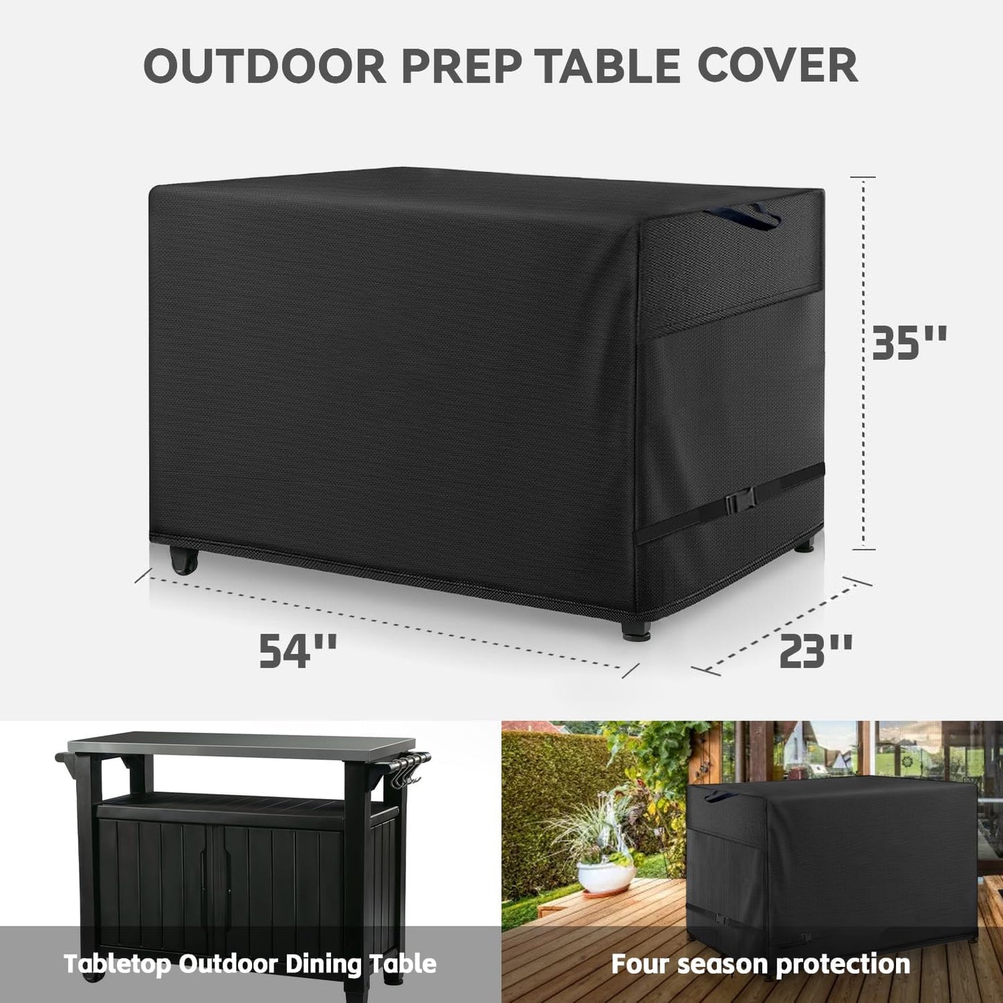 Outdoor Dining Cart Cover - 54"x23"x35" Heavy Duty Waterproof Cover for Keter Unity XL Portable Cabinet Bar, Coverage Includes Outdoor Utility Cart,Tabletop Griddle and Propane Tank
