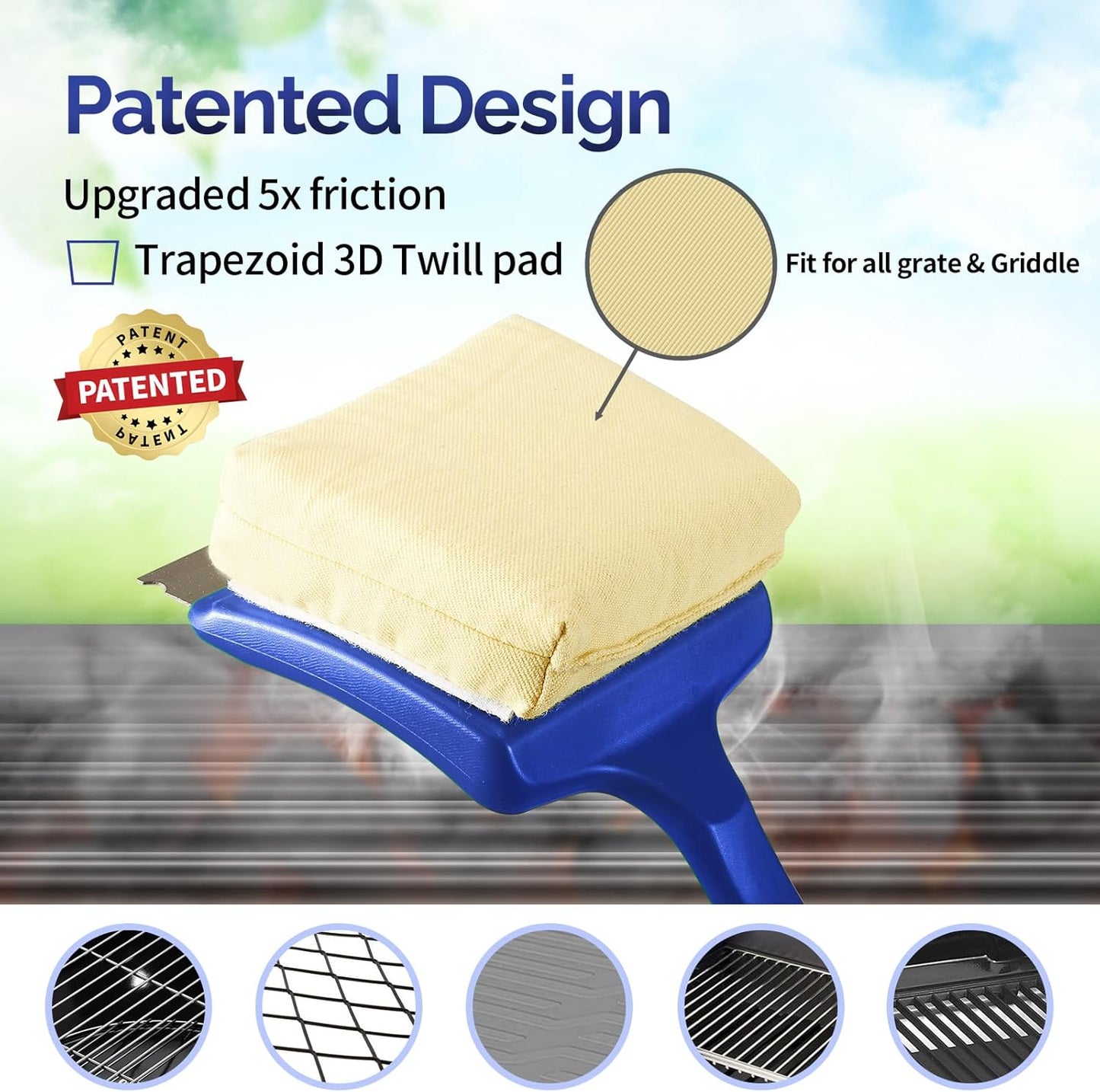 19" Large Bristle-Free Steam Cleaning Grill Brush,Replaceable BBQ Cleaning Head,Safe Grill Accessories for Cast Iron/Porcelain/Weber Gas/Charcoal Grill,Grill Cleaner for Outdoor Grill