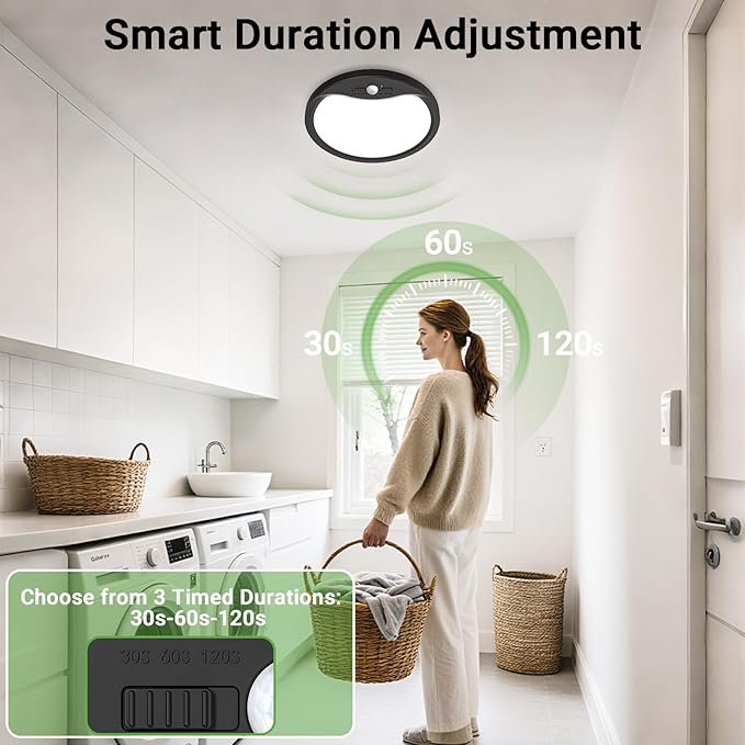 zemty 2Pack 12inch Motion Sensor Ceiling Lights Wired, 24W 2400lm 3CCT/3 - Image 3