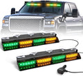 HLauto 6Z4J Emergency Dash Strobe Lights: 2x16.8 inch Green Amber Safety Lights by HLauto