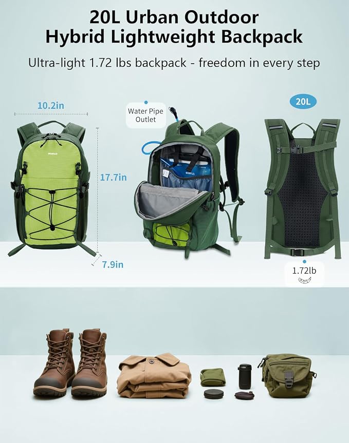 ECOHUB Small Hiking Backpack for Men Women, 20L Lightweight Travel Backpacks - Image 2