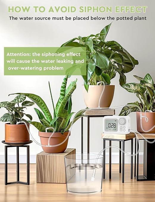 [2025 Upgraded] Automatic Drip Irrigation Kit, 15 Potted Indoor Houseplants Support, Indoor Automatic Watering System for Plants, with Digital Programmable Water Timer