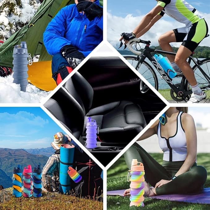 Collapsible Water Bottles 4 pack Travel Water Bottle Portable Hiking Water - Image 5