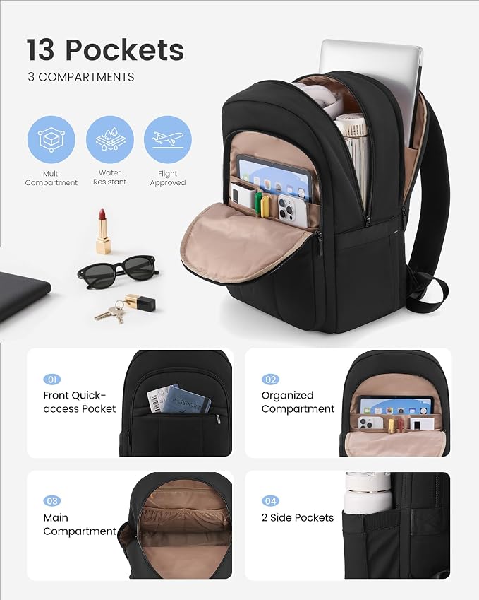 LOVEVOOK Laptop Backpack for Women, Puffer Travel Bag Fits 17 Inch Laptop - Image 2