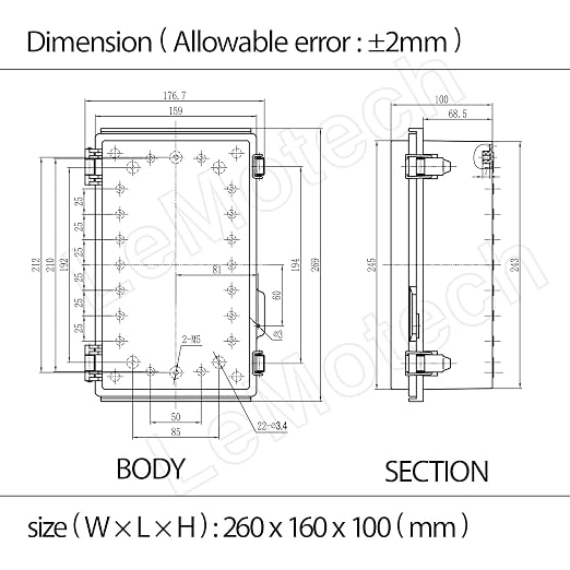 LeMotech Electrical Box, IP67 Waterproof Hinged Cover Stainless Steel Latch - Image 7