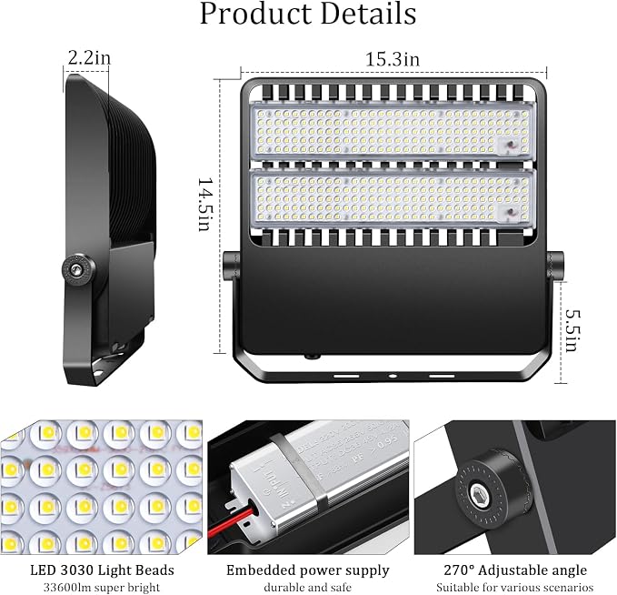 36000LM LED Stadium Flood Light Commercial 1500W Equivalent LED Arena Lighting - Image 5