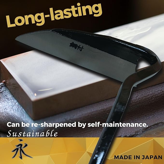 UPB Japan Japanese Hand Hoe Nejiri Gama Weeding Sickle for Weeding Gardening Planting 9.8in (25cm)