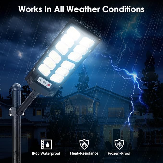 4-Pack Solar Street Lights Outdoor, 13000LM 6500K Waterproof LED Solar Flood - Image 5
