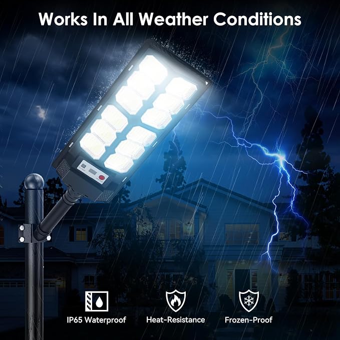 Solar Lights Outdoor Waterproof, 6500K 13000LM LED Dusk to Dawn Solar Street - Image 5