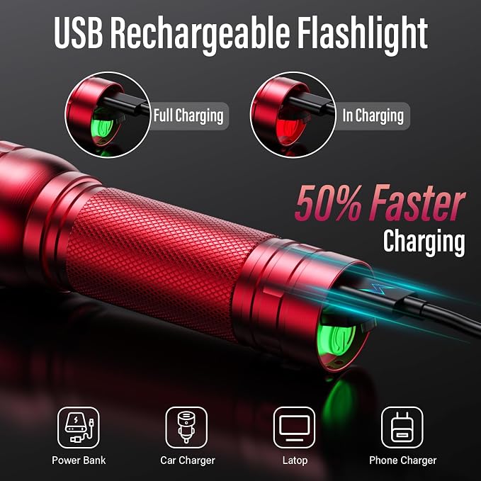 Rechargeable Flashlights High Lumens, G1000 Super Bright Flash Light 2 Pack - Image 3