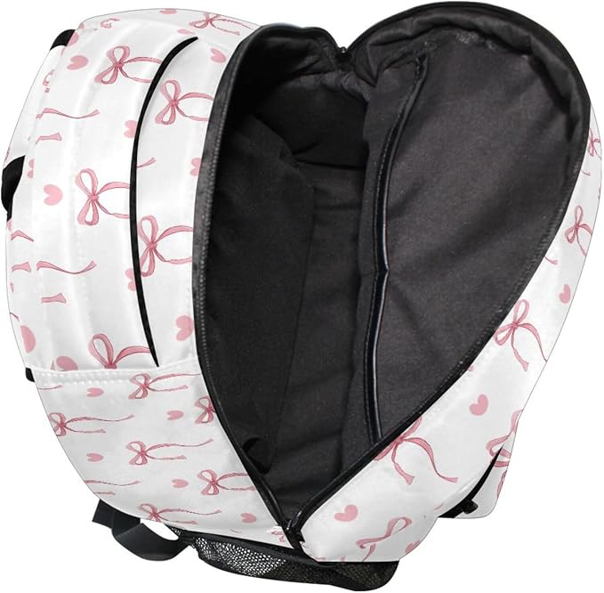 Wamika Pink Bow Girls Backpack Cute Heart Bowknot Ribbon School Backpacks Kids - Image 7