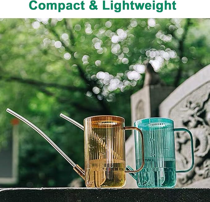 Tennedriv Green Long Spout Watering Can Indoor, Small Watering Cans for House Plants, Flowers, Succulents (Brown)