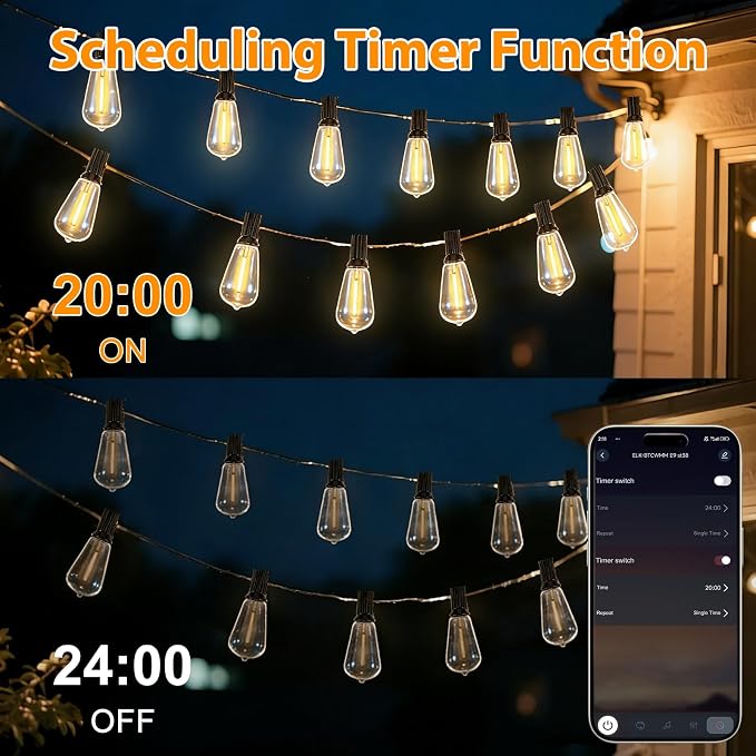 LumBelle Smart Outdoor String Lights, 100FT ST38 LED Patio Lights - Image 3
