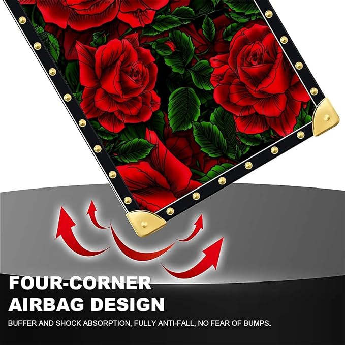 Compatible with iPhone 16 Pro Max Case, Vector Red Rose Green Leaf Luxury - Image 7