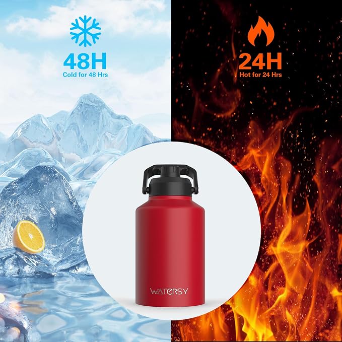 WATERSY Half Gallon Water Bottle Insulated, BPA Free&Leak Proof, 64oz Stainless - Image 2