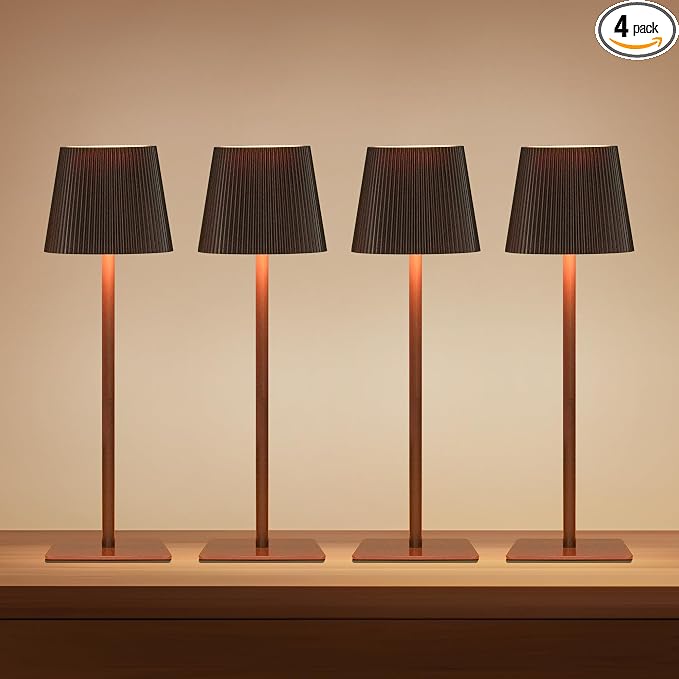 LUTEC 4 Pack Cordless Table Lamp, 6000mAh Rechargeable Battery Operated Desk by LUTEC