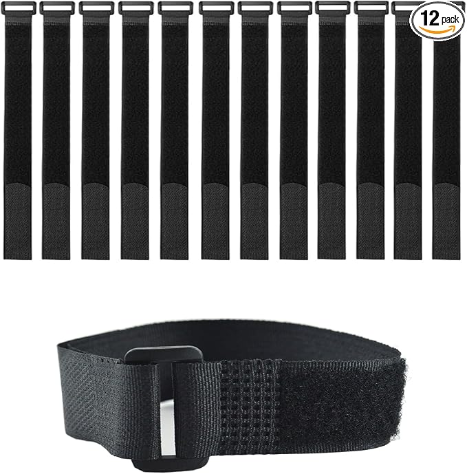 12 Pack Reusable Fastening Cable Ties and Cable Straps, Adjustable by Unknown