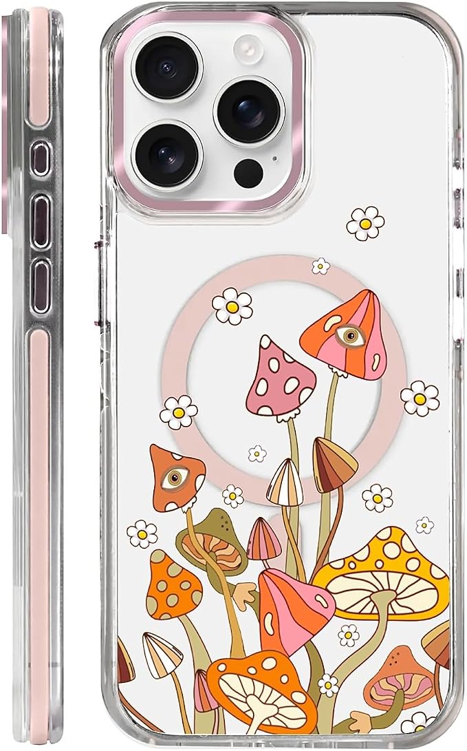 Case for iPhone 13 Pro Max, Retro Mushroom Sunflower Phone Case Design，for by Toulas