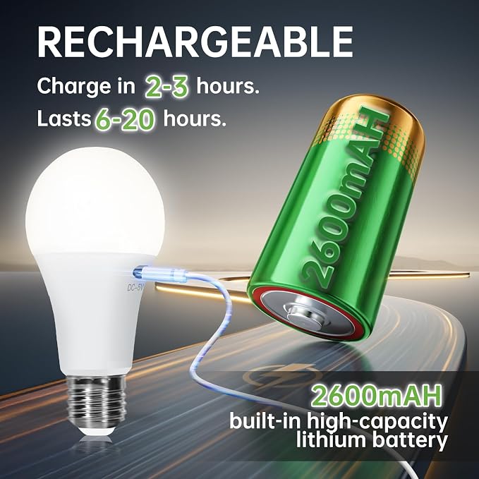 Kimjo 6 Pack Rechargeable Light Bulbs - Image 2