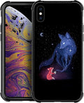 for iPhone Xs Max Case, Galaxy Fox Wolf Pattern Graphic Design Girl Boy Soft by FKBRCL4U