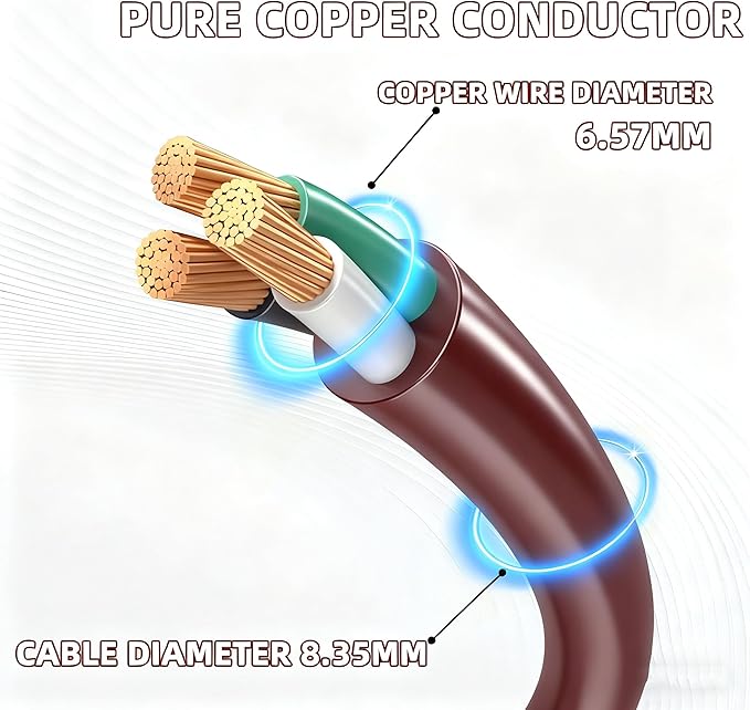 10FT Brown Outdoor Extension Cord-16/3 SJTW Durable Extension Cord - Image 3