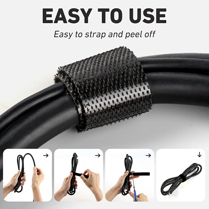 100ft x1/2 in Hook and Loop Roll, Hitotsu Reusable Fastening Tape Cable Ties - Image 5