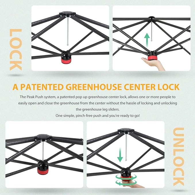 EAGLE PEAK 8x6 Portable Walk-in Greenhouse, Pop-up Indoor Outdoor Garden Green House, Zippered Doors and Windows, Heavy Duty Woven PE Top, White