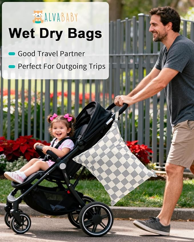 ALVABABY 3 pcs Cloth Diaper Wet Dry Bags Waterproof Reusable - Image 6
