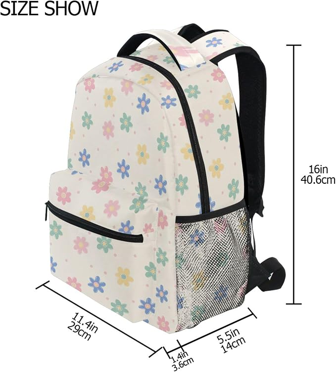 Wamika Daisy Flowers Kids Backpack Floral Orange Chamomile School Backpacks - Image 2