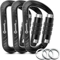 3inch Auto Locking Carabiner Clips Heavy Duty, 12KN /2697lbs Lightweight by AMZONLYLORSUM