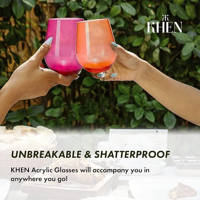 European Style Plastic Crystal Unbreakable Stemless Wine Glasses | Set of 6 | - Image 3
