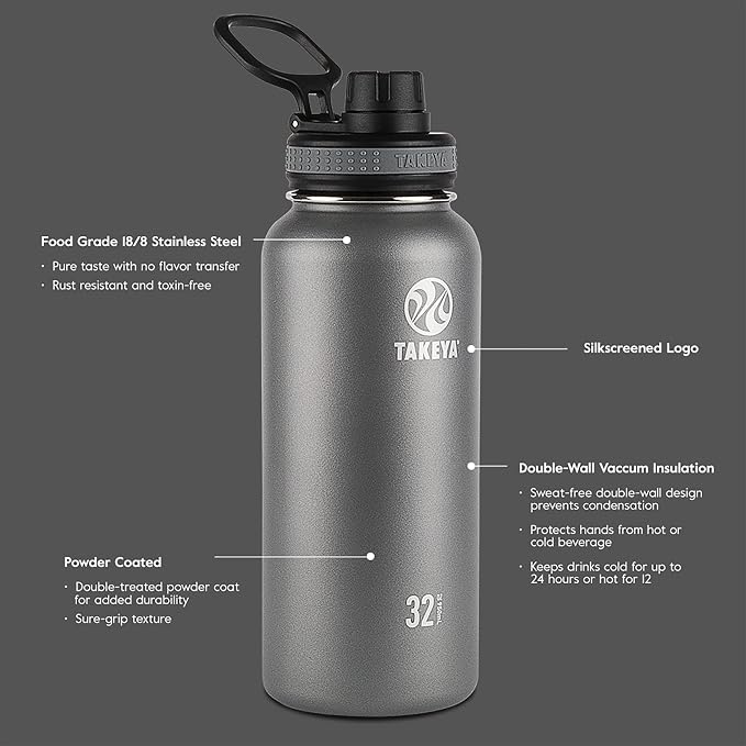 Takeya Originals Vacuum Insulated Stainless Steel Water Bottle, 0.5 Liter / 18 - Image 3