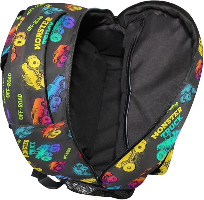 Wamika Monster Truck Kids Backpack Blue Racing Cars School Backpack Boy Girl - Image 7