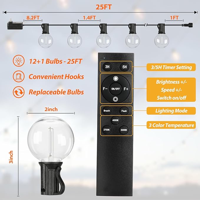 25FT LED Outdoor String Lights - Image 6