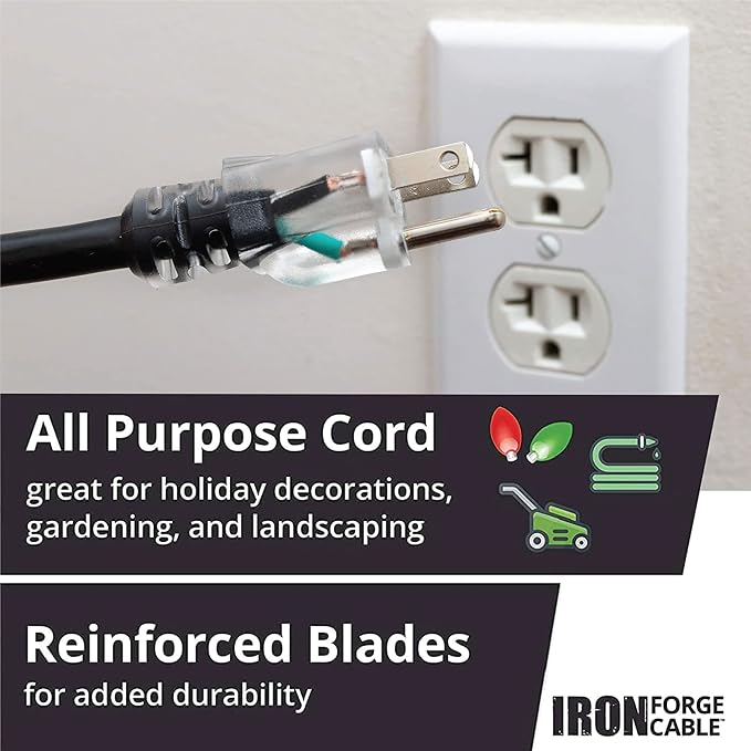 Iron Forge Cable 12 Gauge Outdoor Extension Cord 6 Ft, SJTW 12/3 Heavy Duty - Image 7