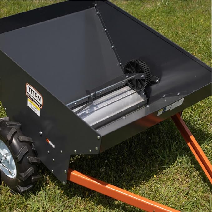Titan Attachments Compact Manure Spreader, Rated 8.7 Cu. FT, Utility Tow-Behind ATV/UTV Lawn Tractor Spreader