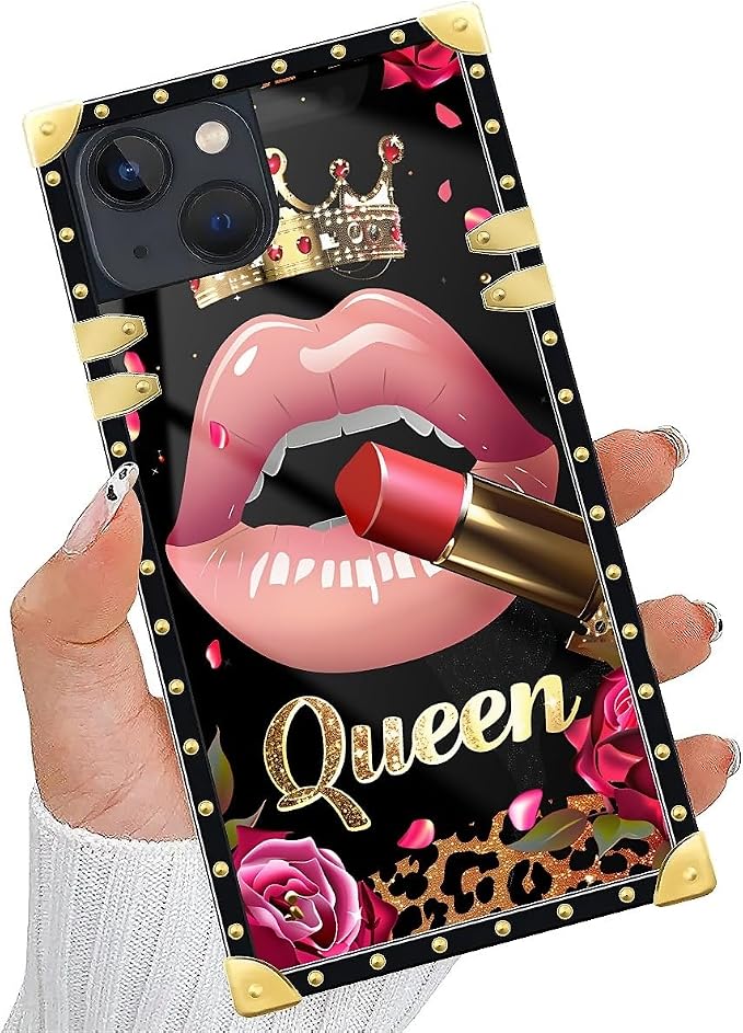 Compatible with iPhone 15 Case, Glitter Red Rose Queen Leopard Lipstick Luxury - Image 5
