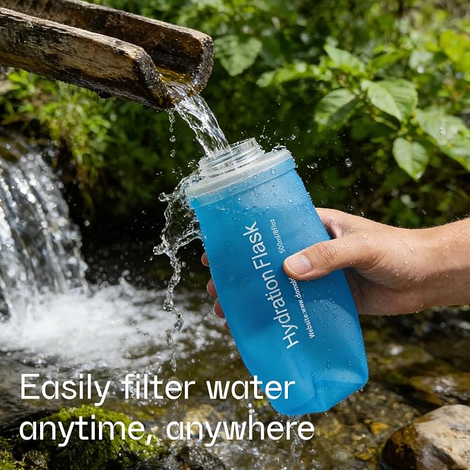 GUYI 700ml Collapsible Water Filter Bottle, Removes Impurities, BPA Free - Image 6