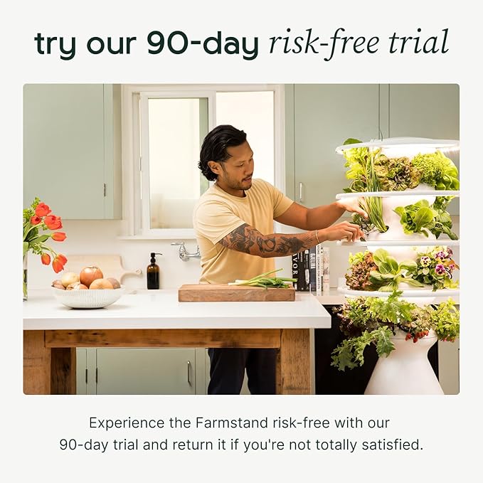 Farmstand Starter Kit with Glow Rings and 36 Seedling Credits | Large Hydroponic Growing System Kit | Vertical Garden Planter Tower | 6ft 7in Tall