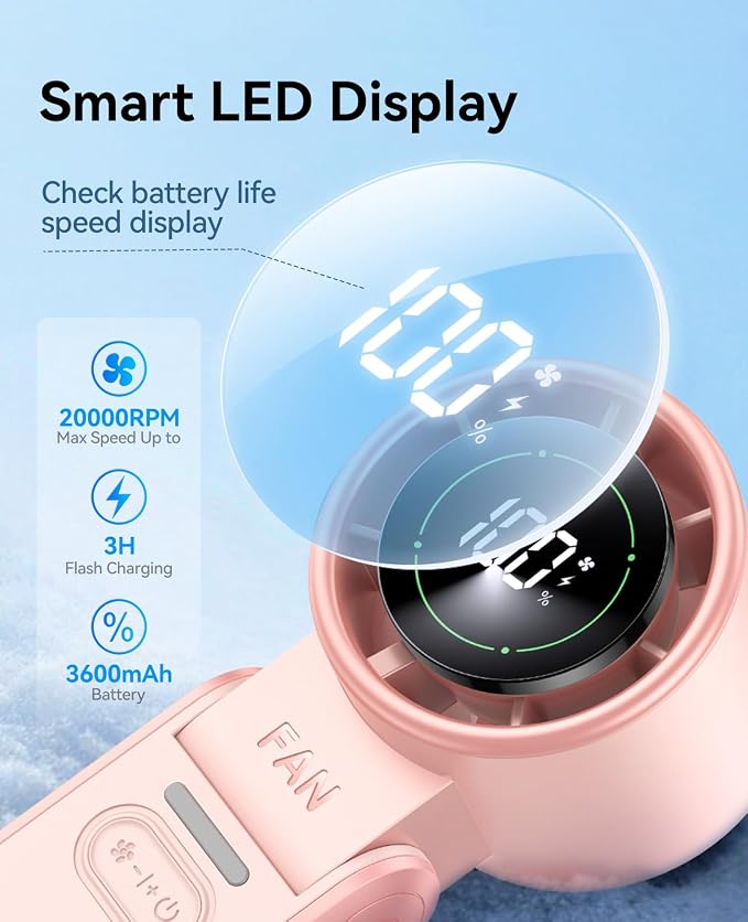 KIMMOO 3-in-1 Portable Handheld Turbo Fan-100 Speeds, Powerful 20000 RPM - Image 6