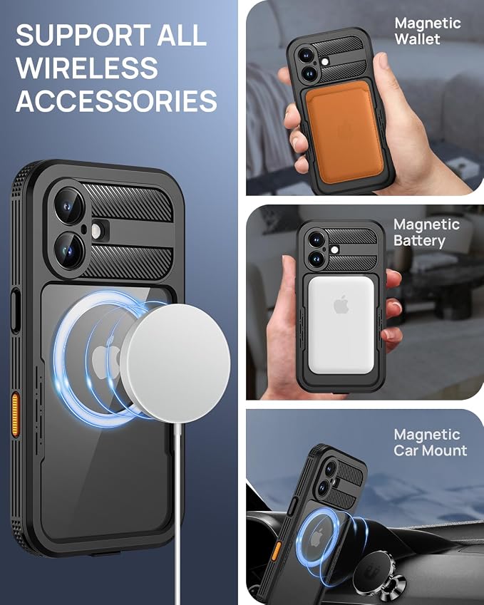 Lanhiem Magnetic for iPhone 17 Case, IP68 Waterproof Dustproof Case, Full Body - Image 3