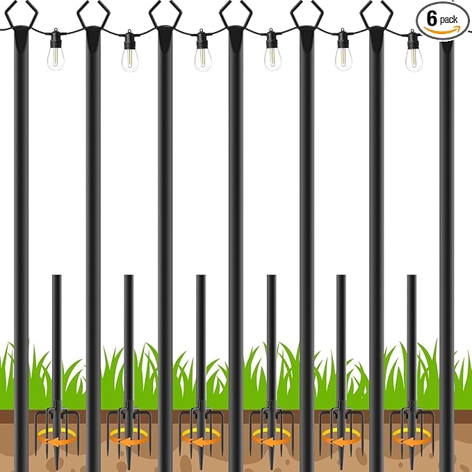 AHRLHR 7 Pack String Light Poles, Poles by Unknown